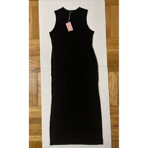 Quince‎ Women's Tencel Rib Knit Jersey Sleeveless Maxi Dress Black Sz XL NWT